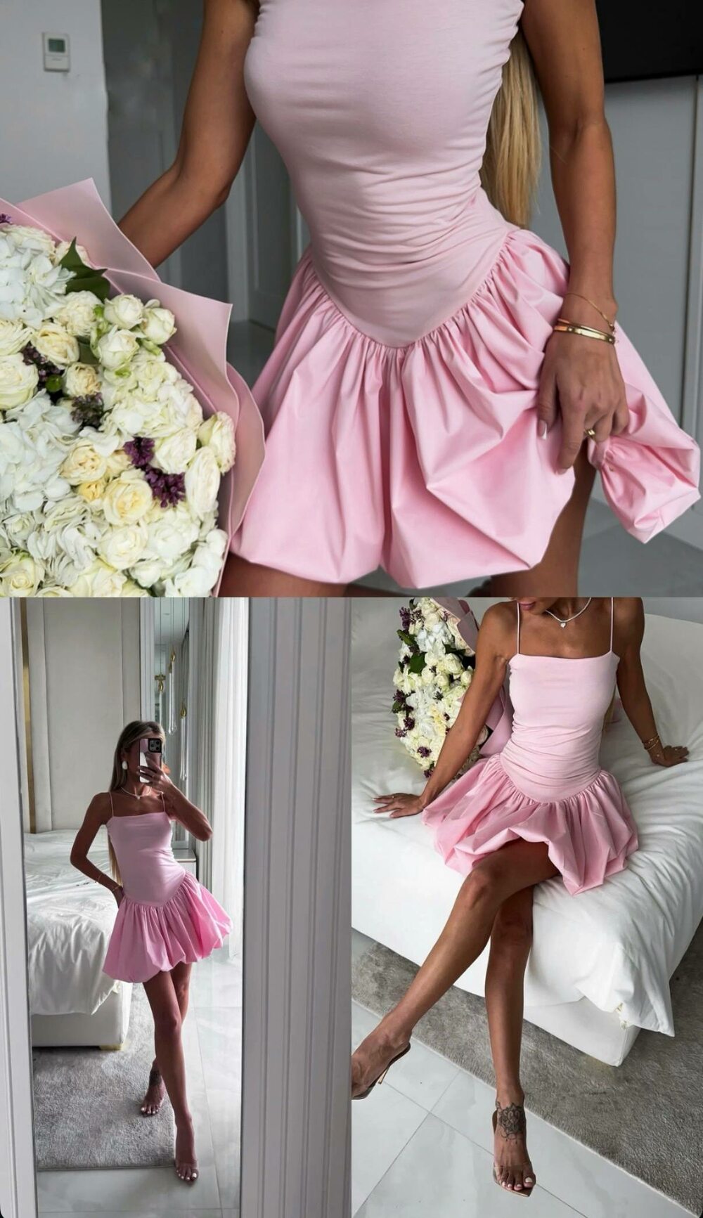 Сукня на бретельках з пишною спідницею, колір барбі