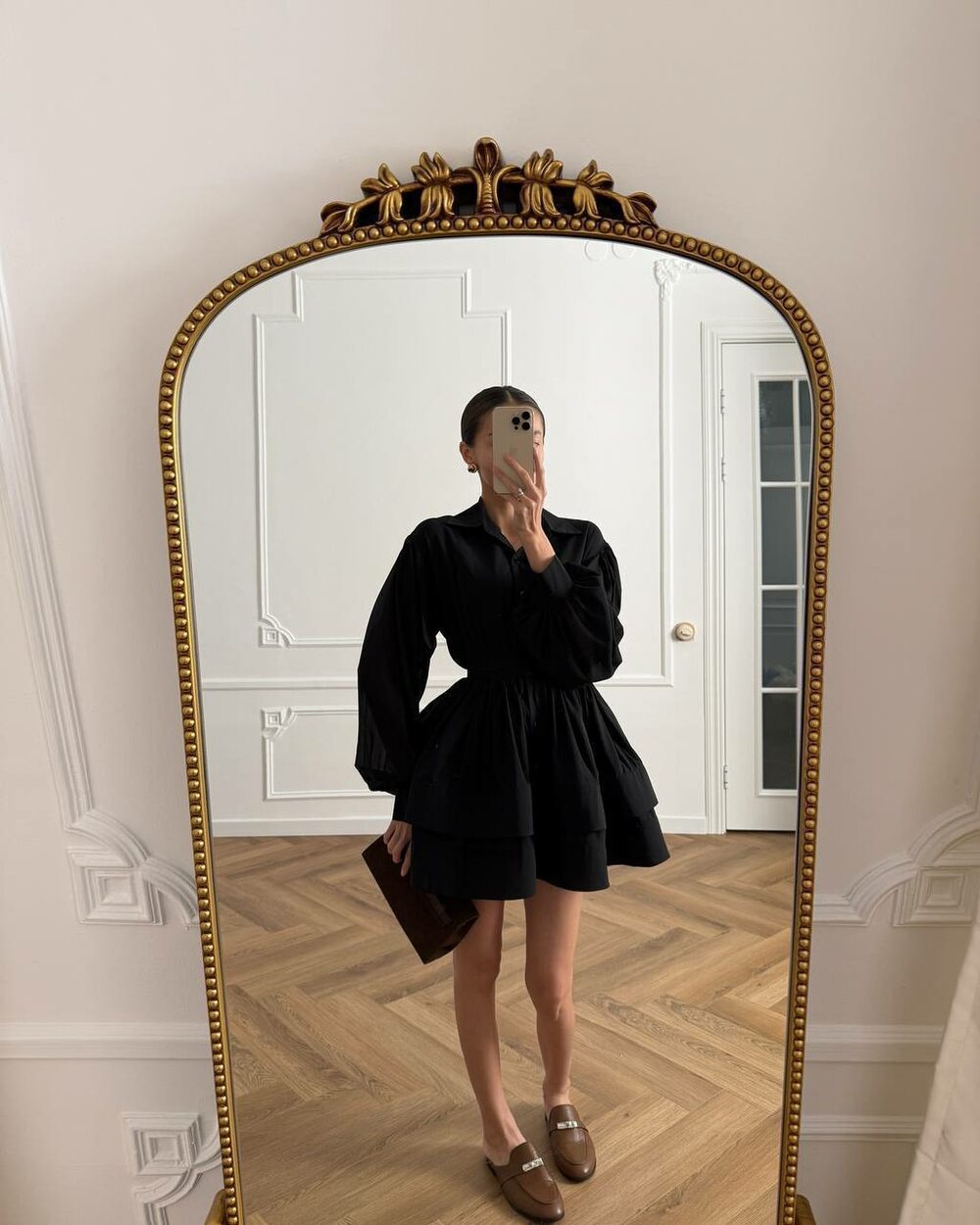 Платье-рубашка с воланами и поясом цвет черный