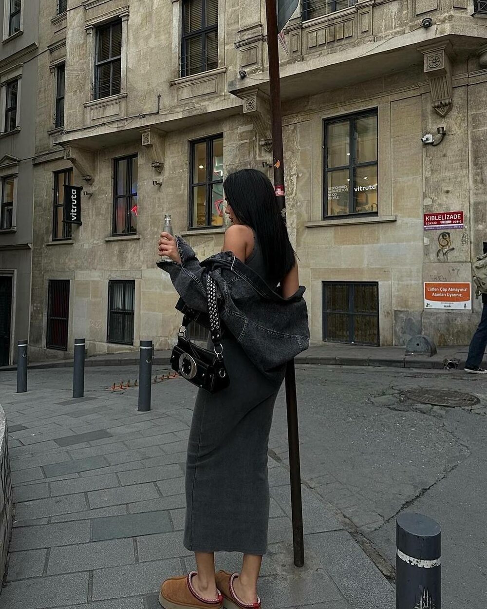 Плаття в рубчик, колір графіт