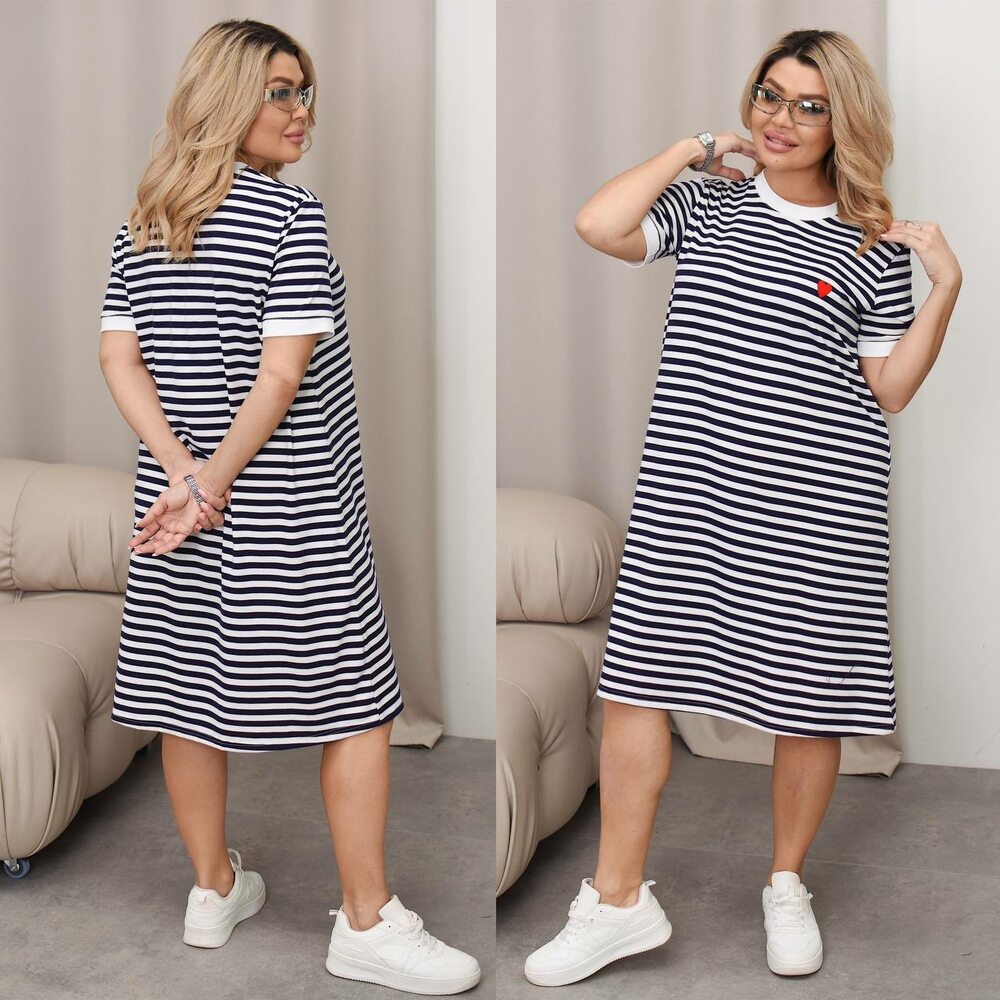 Базова сукня стлуетного крою, колір темно-синя смужка