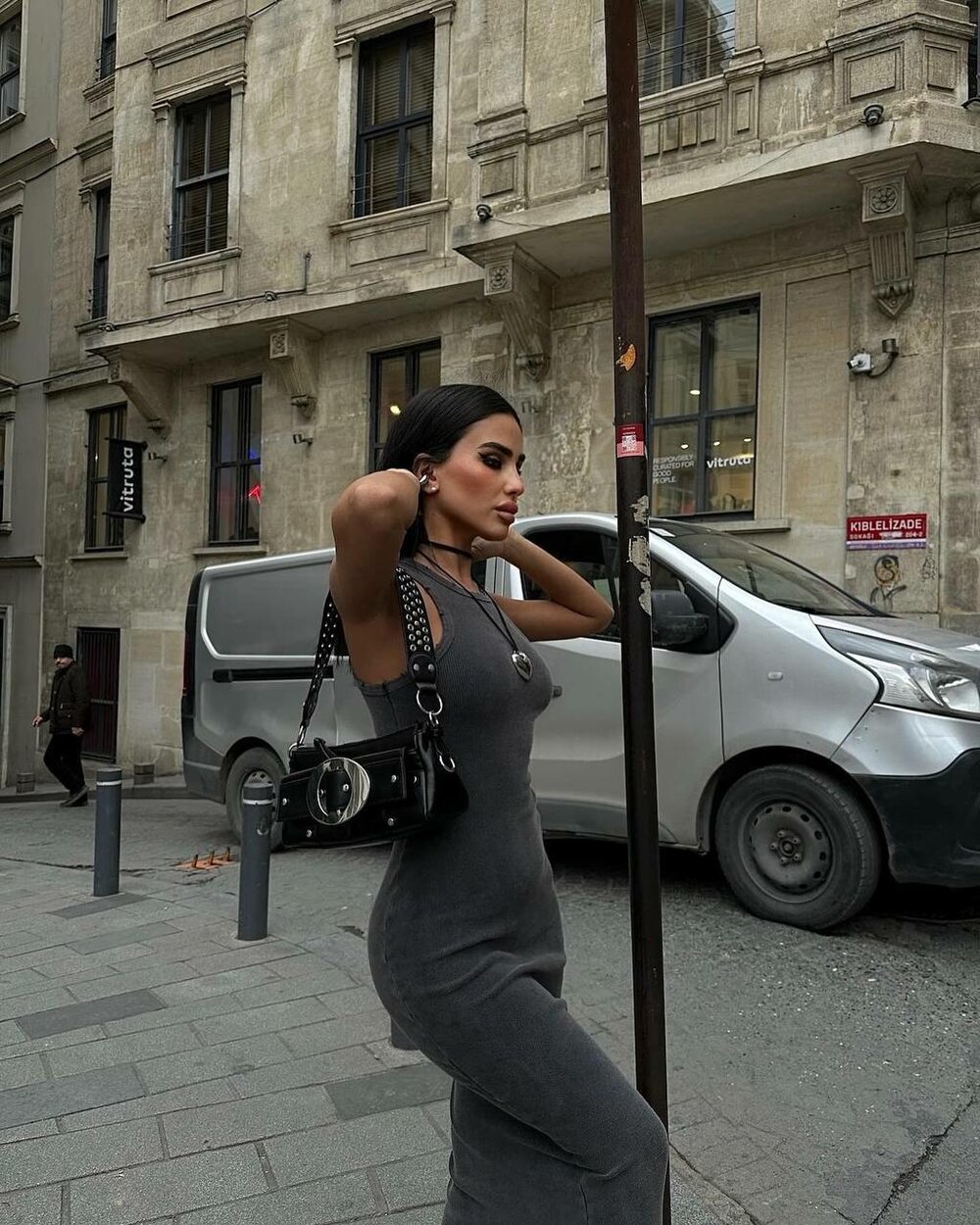 Плаття в рубчик, колір графіт