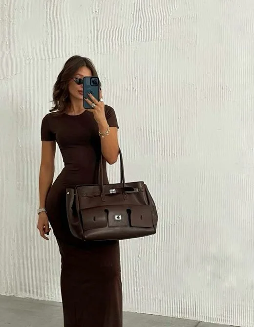 Сукня skims з розрізом, колір шоколад