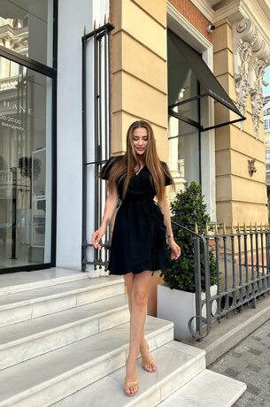 Платье на запах, цвет черный