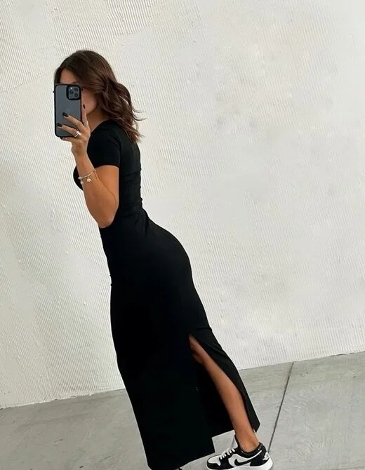 Сукня skims з розрізом, колір чорний