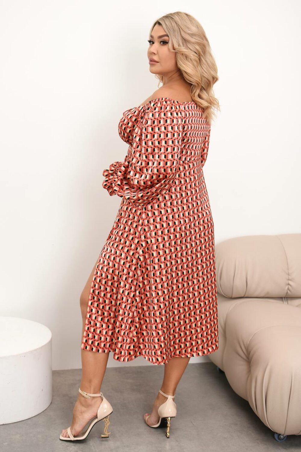 Сукня з довгим рукавом і регульованим декольте, колір червоний, принт сегмент Tommy Hilfiger в 3Д