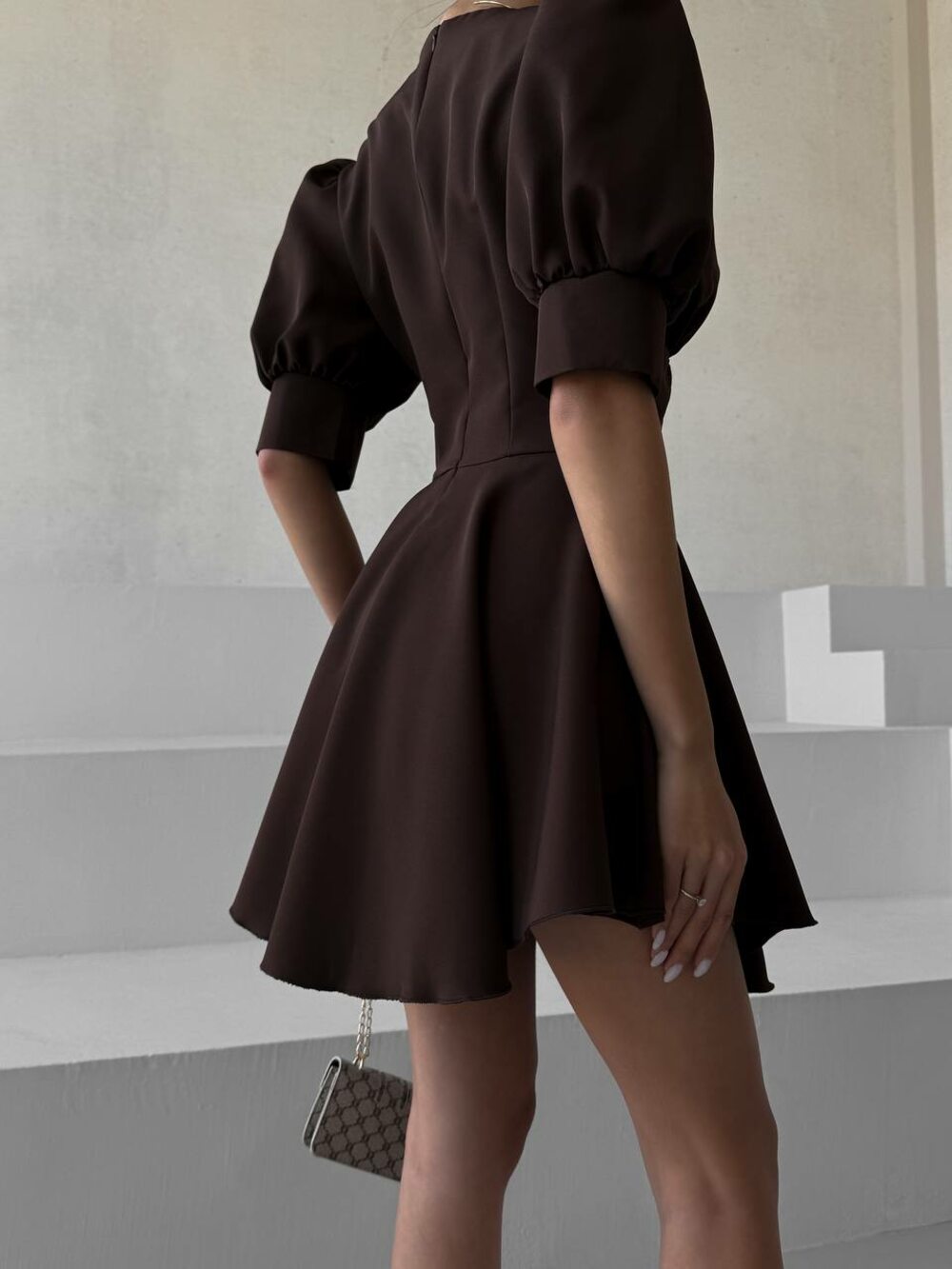 Сукня комбінезон з імітацією корсета, колір шоколад