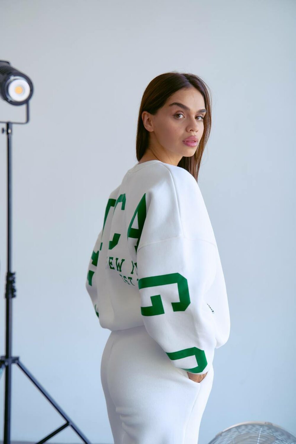 Світшот оверсайз з накатом, колір молочний