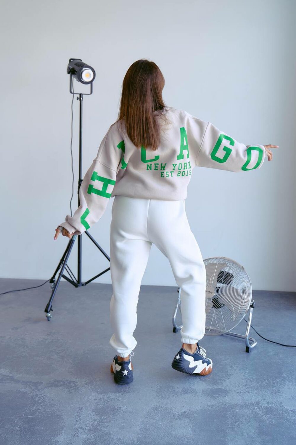 Світшот оверсайз з накатом, колір бежевий