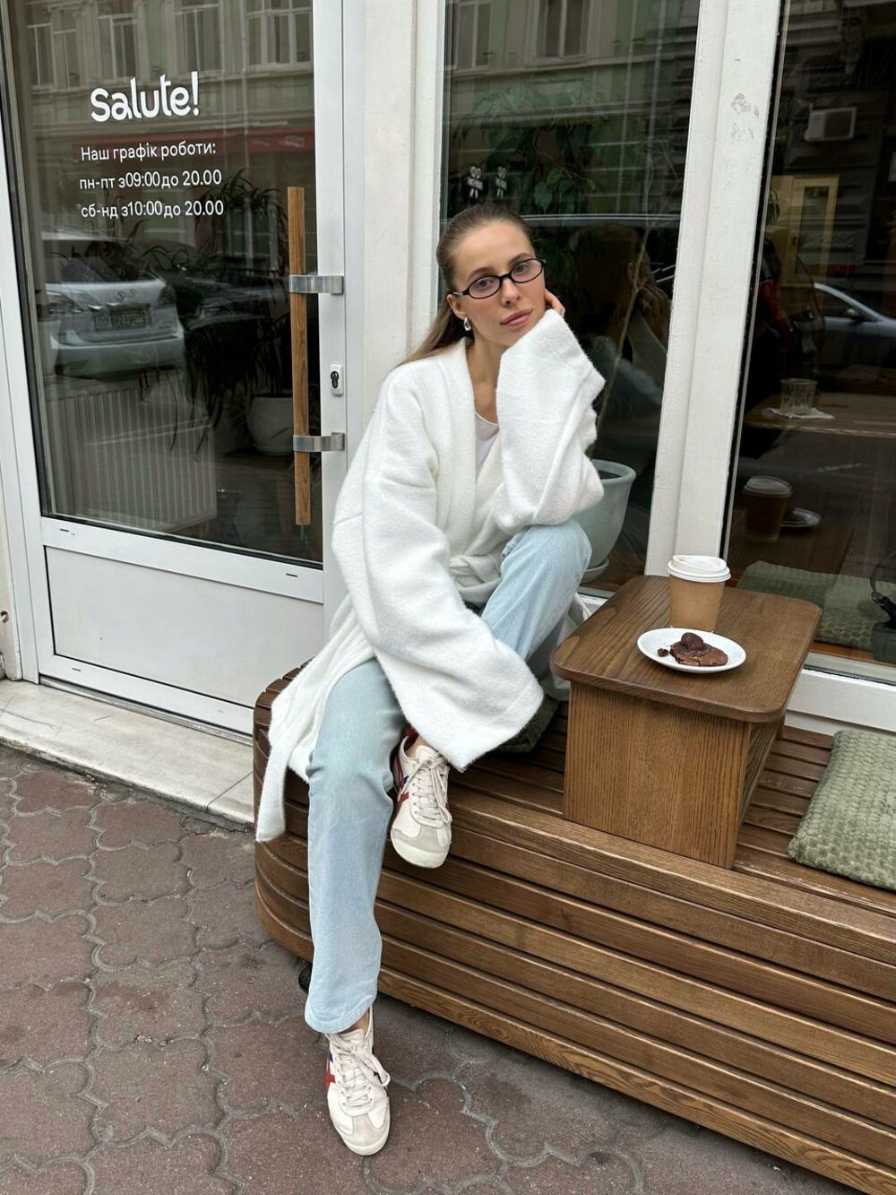 Кардиган з пояском, колір молочний