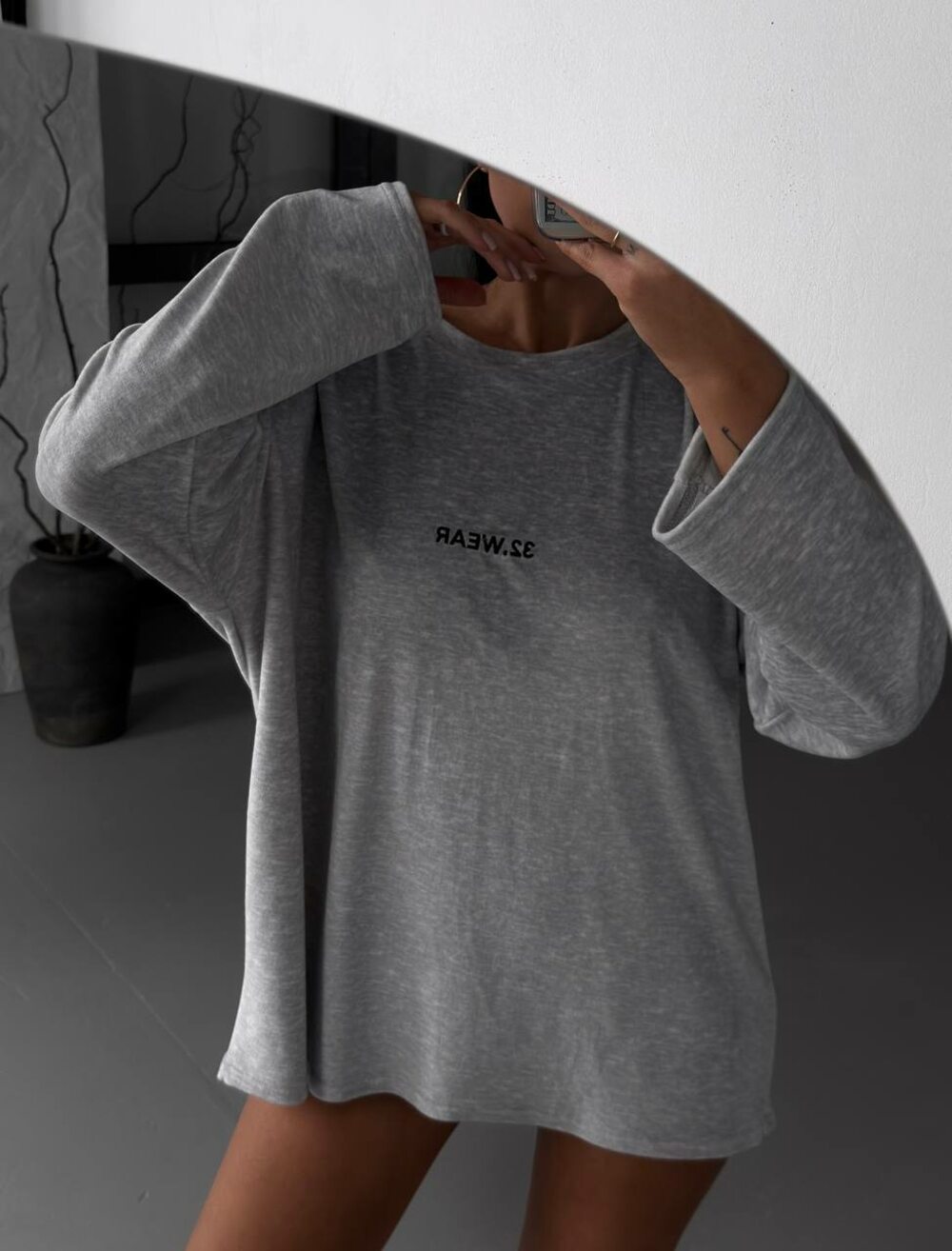 Велюровий лонг з вишивкою, колір меланж.