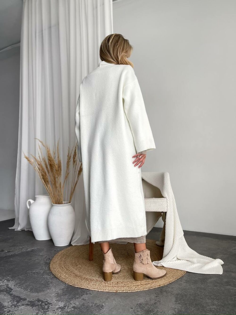 Удлиненный кардиган, цвет белый