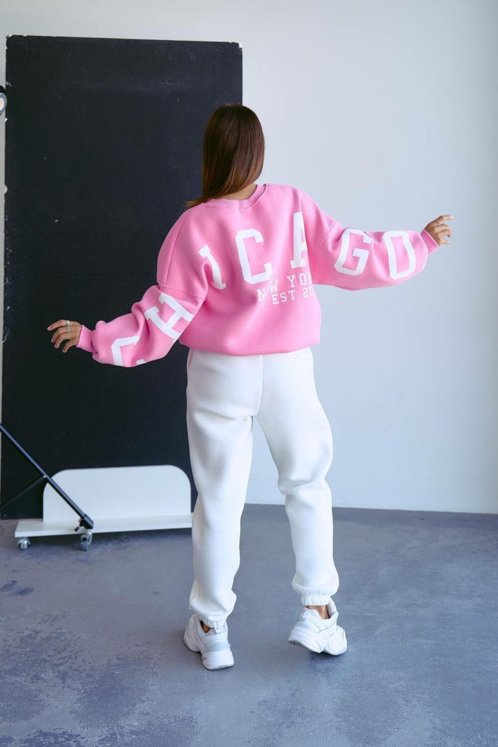 Світшот оверсайз з накатом, колір барбі