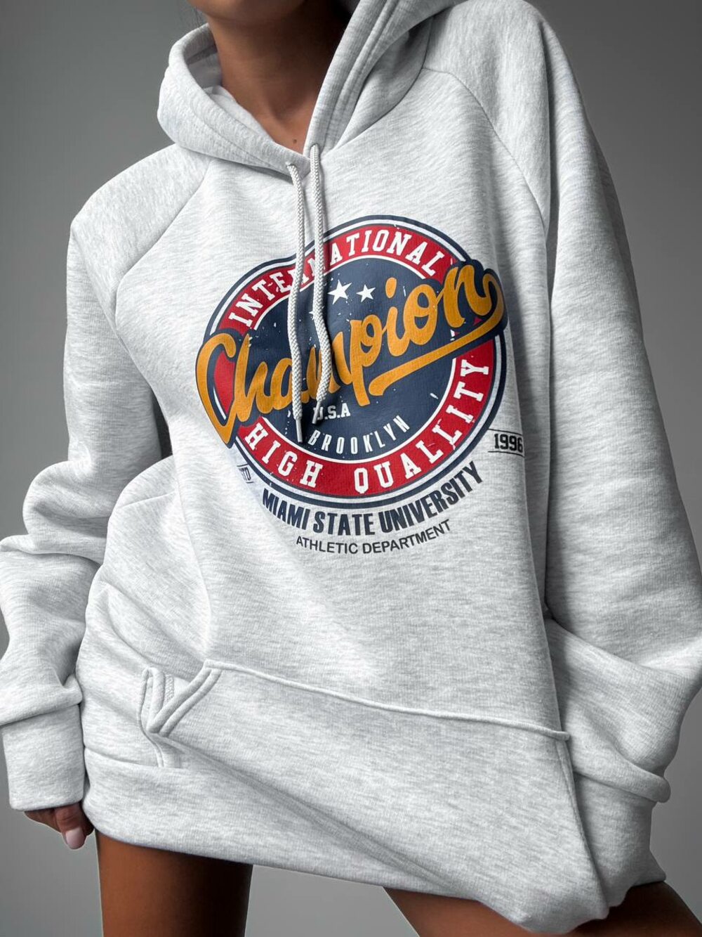 Худі з капюшоном та кишенями, колір меланж