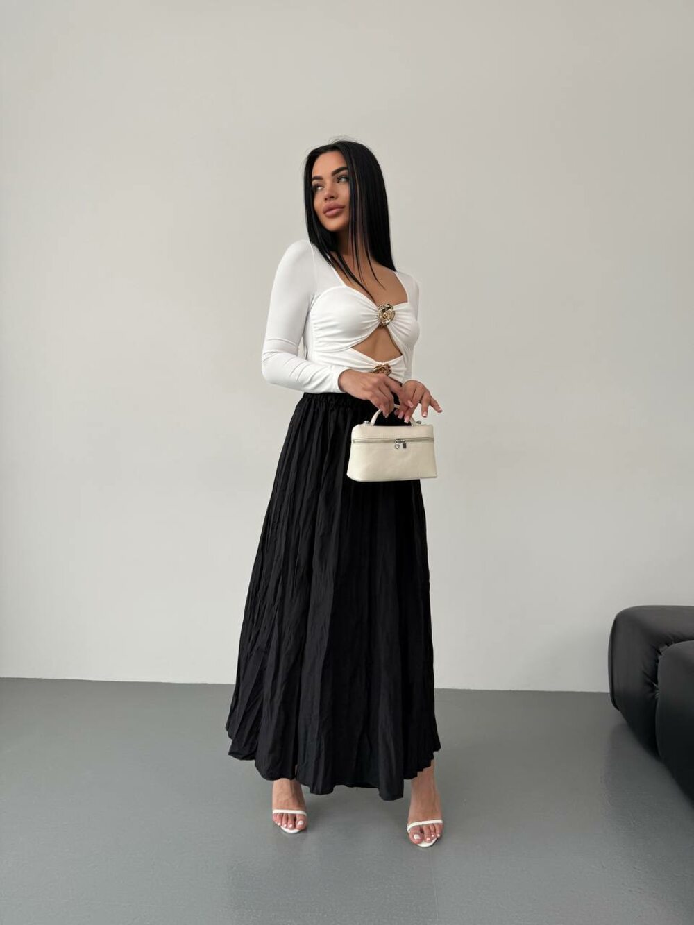 Спідниця-максі жниварка, колір чорний