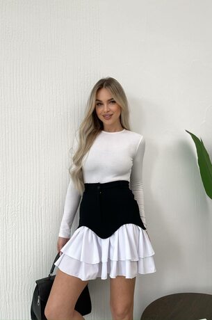 джинсовая юбка с рюшами, цвет черный